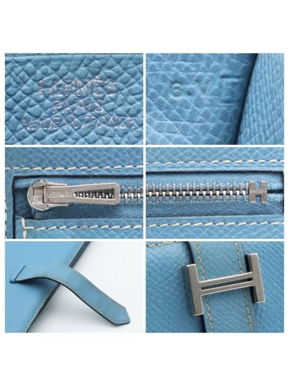 Hermes Bearn Classic Blue Jean Silver Wallet - Picture 7 of 10